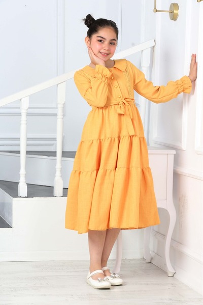 İ&K ŞIMARIK İNCİ DÜĞMELİ BURODE APLİKELİ KUŞAKLI GARSON BOY ELBİSE