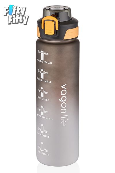 Vagonlife 1 LITER Double Color Motivational Water Bottle Dual Use With Straw And Comfortable Drinking Sticker Gift