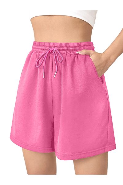 aynewmoda Дамски розови къси панталони с 3 нишки Basic