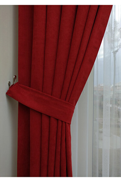 Evdepo Home Red Crown Colored Pleated Background - 1/3 Close Pleat, Single Wing