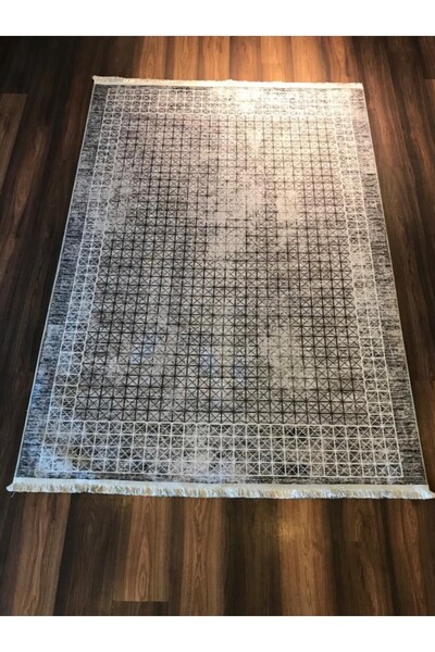 Bianca Modern Dijital Baskılı Kadife Dokuma Taban Antibakteriyel Halı Cotton Gri