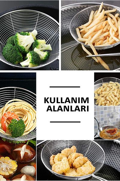 LOVE in KITCHEN Luxury Stainless Steel Colander - Oil Strainer, Wire Scoop, Potato and Vegetable Frying Product