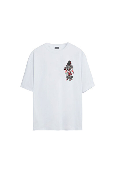 THEWERT Unisex maska ​​Darth Vader Štampano bela Oversize kroj majica