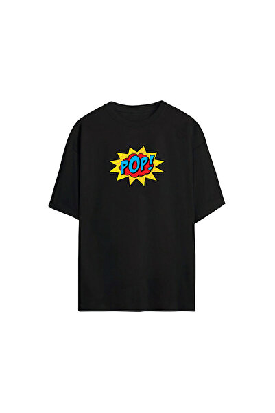 THEWERT Unisex Pop Štampano crna Oversize kroj majica