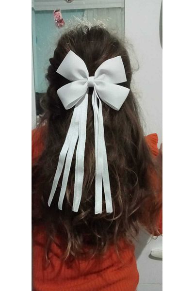 Sare Çocuk Giyim Cataramă de școală realizată manual din satin cu fundă albă
