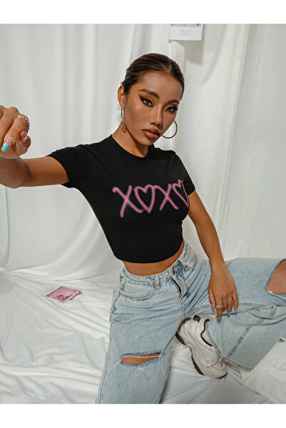 Jose Clothing ΓΥΝΑΙΚΕΙΑ ΜΑΥΡΟ ΕΚΠΤΩΜΕΝΟ ΚΟΝΤΟΜΑΝΙΚΙ ΚΑΤΑΛΥΨΗ ΣΤΟ ΣΩΜΑ CROP TO...