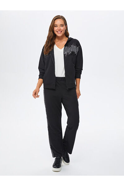 Faik Sönmez Payet Ve İp Nakış Detaylı Kapüşonlu Eşofman Üst 67271