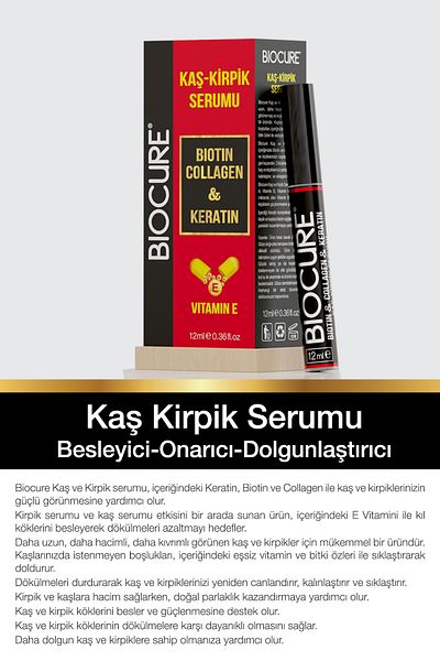Biocure Biotin & Collagen & Keratin Eyebrow Eyelash Serum with Vitamin E / 12 Ml
