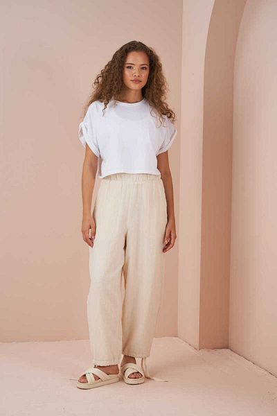 Mevra Lace-up Muslin Lined Shalwar Trousers Ecru