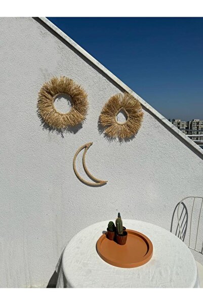 Maison Avf 3'lü Set Rafya,Yuvarlak, Damla,Ay Çerçeve El Yapım Balkon,Kapı,Duv...