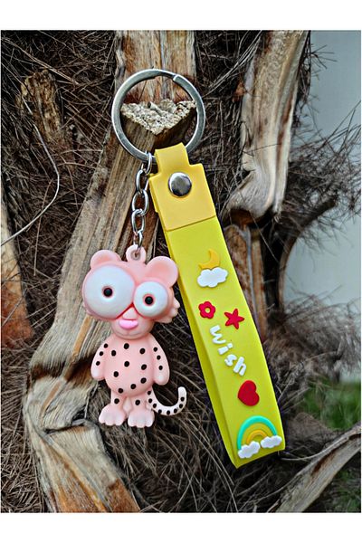TÜKKAN ACCESSORİES Pink Cute Kitten Keychain Bag And Wallet Ornament