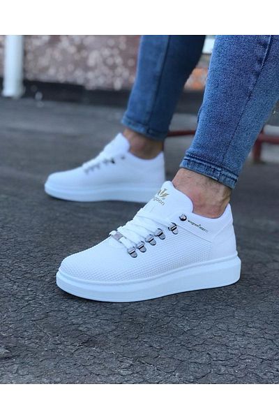 BZ Moda B047 Ανδρικά αθλητικά παπούτσια με ορθοπεδική σόλα BT Lace-Up Λευκά