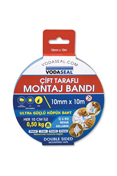 Vodaseal Çift Taraflı Kopükmontaj Bandı 10 Mm X 10 Mt - Beyaz