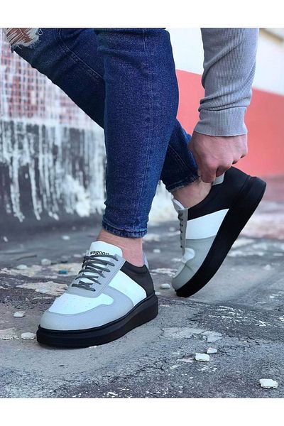 BZ Moda B011 ST Lace-Up Orthopedic Sole Ανδρικά αθλητικά παπούτσια Λευκό/Μαύρο