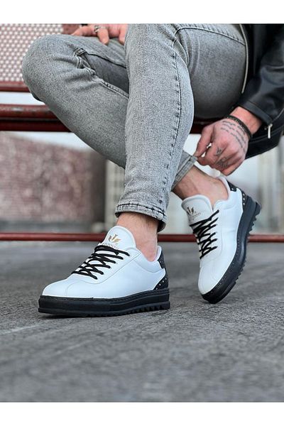 BZ Moda B021 ST Lace-Up Orthopedic Sole Ανδρικά αθλητικά παπούτσια Λευκό/Μαύρο