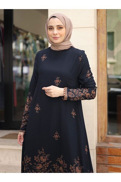 ZENANE Water Patterned Tunic - Navy Blue - ZENANE