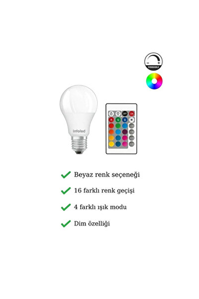 HEJARON Dim Özellikli Led Uzaktan Kumandalı Ampul Rengarenk Işık Dekoratif Gece Lambası Çocuk Odası