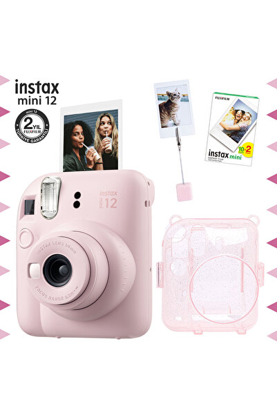 Fujifilm Instax mini 12 Pembe Fotoğraf Makinesi-20'li Film-Kıskaçlı Resim Sta...