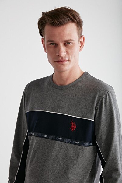 U.S. Polo Assn. U.S. POLO ASSN. - Erkek Antrasit Melanj Yuvarlak Yaka Pijama Takımı