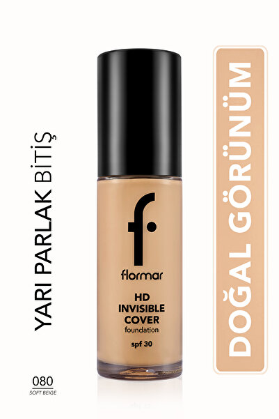 Flormar Invisible Cover HD Hafif Yapılı & Yarı Parlak Bitişli SPF30 Fondöten