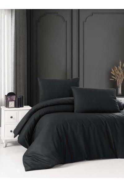 Menderes Home Συλλογή Ranforce Cotton - Σετ διπλό μαύρο παπλωματοθήκη και μαξ...