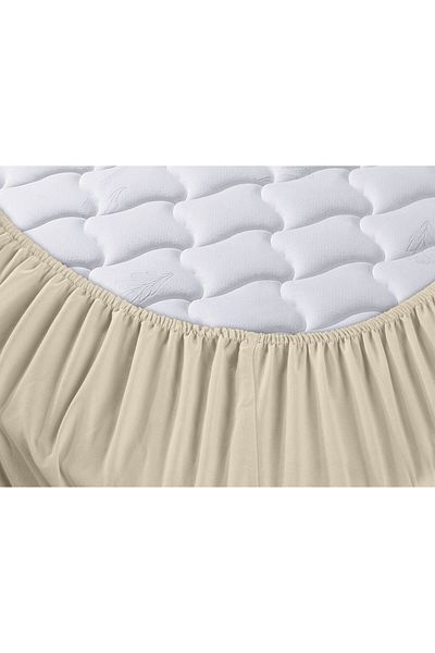 Menderes Home Cotton Collection Ranforce Double Fitted Plain Painting Cream