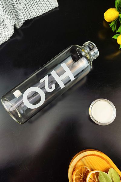 Digithome H2o 500 مل قارورة زجاجية رفيعة من البورسليكات باللون الأبيض - H2o81462 C1-1-18