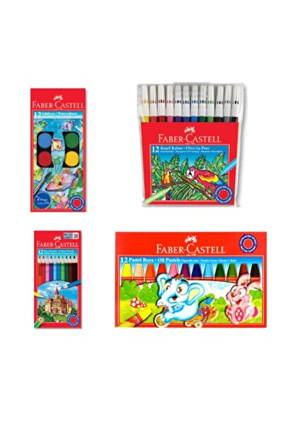 Notpa Faber Castell Boya Seti Sulu Kuru Pastel Keceli Boya Kalemtraş Hediye
