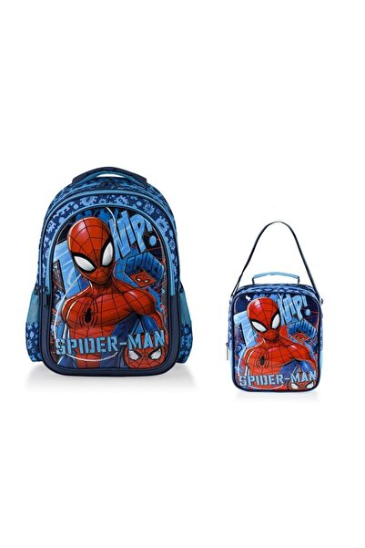 SPIDERMAN Licensed Primary School Bag and Lunch Box Set 2 Pieces Trio Stand T...