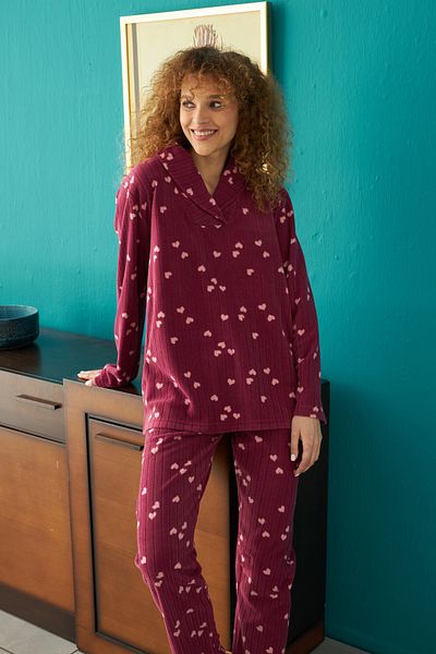 Siyah İnci Set de pijamale polar brodat jos-sus