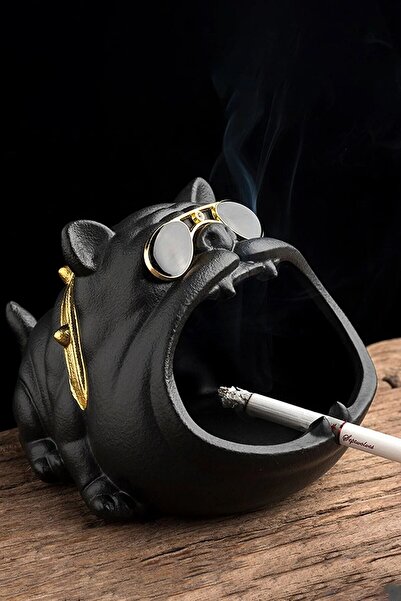 Genel Markalar Bulldog Figürlü Dekoratif Kül Tablası Biblo Masaüstü Ev Ofis D...