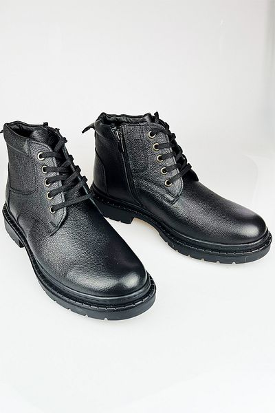 LUSIVE Leather Black Zippered Cold-Proof Men's Winter Boots LUAS24AL0023