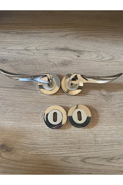 bersayapı Yaprak Rozetli Oda Kapı Kolu Nikel Saten 1 Takım