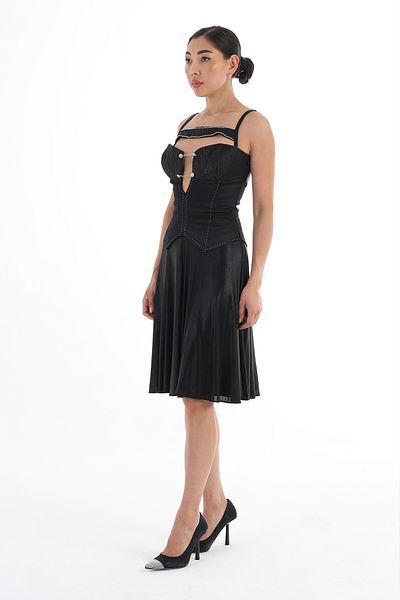 Balizza BLZ-CORSAGE WITH PUNTO AND STONE DESIGN SLING DRESS