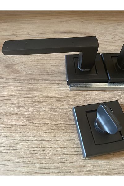 bersayapı Lama Sheet Square Badge Wc Door Handle Black 1 Set