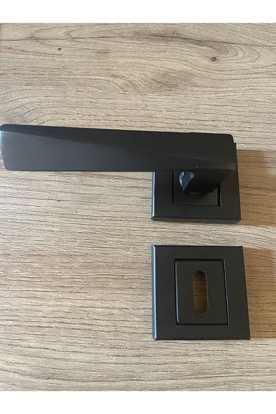 bersayapı Room Door Handle with Prism Sheet Square Rosette Black 1 Set