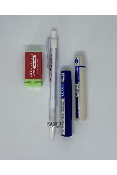 Faber Castell Econ 0.7 White KAlem + 2 Pieces of 120 Tips + Dust Free Duster Set