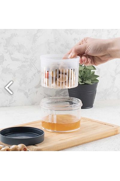 NESS AVM Olive Pot Pickle Holder-Olive Organizer Storage Container with Strainer