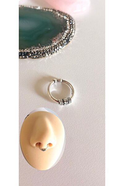 Bylin 925 Ayar Gümüş Etnik Gümüş Halka Septum /Fake Septum/Fake Piercing (Sık...