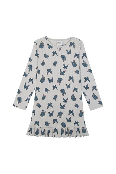 Antebies Long Sleeve Butterfly Pattern Nightgown