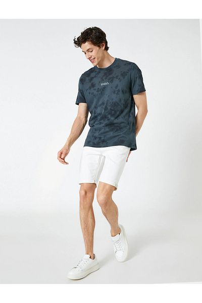 Koton Cotton Denim Shorts - Layered Leg, Buttoned Pocket