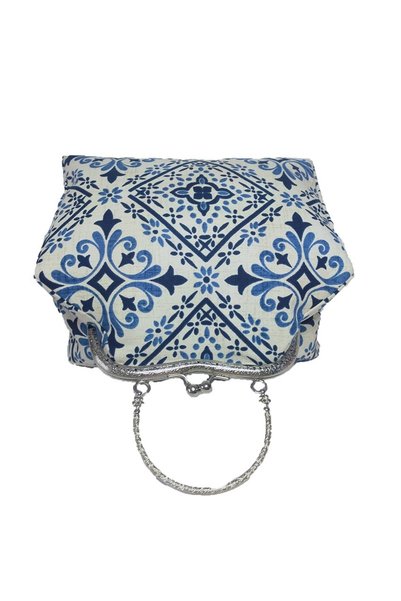 Angels' Collection Handmade Vintage Handbag with Metal Clip Navy Blue