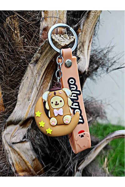 TÜKKAN ACCESSORİES ANIME BROWN SANIO SITTING ON THE MOON POMPOMPURINE CHARACTER KEYCHAIN BAG AND WALLET ORNAMENT