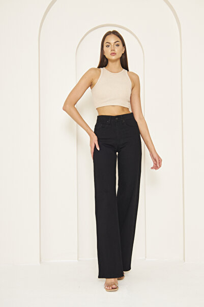 CRC JEANS Σκούρο Μαύρο Τζιν με Ενζυμική Πλύση, Χωρίς Ραφές, Φαρδιά Γραμμή