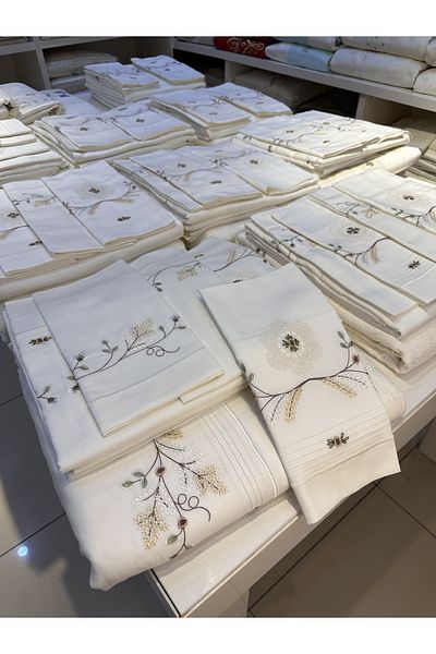 incisecrethome PİKE SET HANDWORKED Needle Embroidered, ROKOKOL, EMBROIDERY EMBROIDERED PİKE AND DUVET SET CONSISTE OF 7 PIECES