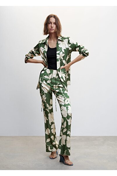 MANGO Woman Çiçek Desenli Flared Pantolon