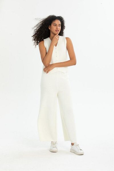 Su Moda pantaloni tricotați pentru femei, cu talie înaltă, cu talie înaltă, cu talie elastică, confortabile