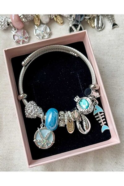 Charm Steel Bracelet with Zircon Stone