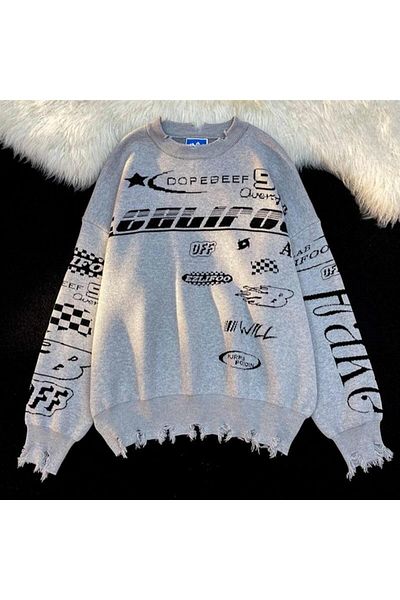 Touz Πουλόβερ Unisex Oversize Ecru Blunt Blunt Race Flag