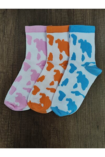 Leement socks جوارب نسائية قطنية ملونة بنمط مختلط 3 أزواج دلماسية